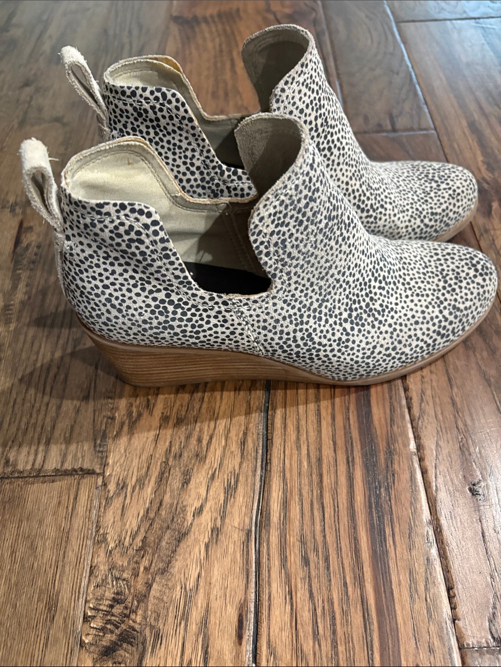 Toms Cream and Black Spotted Chelsea Ankle Boots